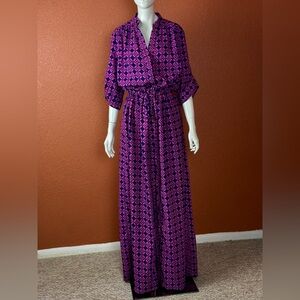 Bijelly Couture Elegant Pink and Black Geometric Maxi Dress.